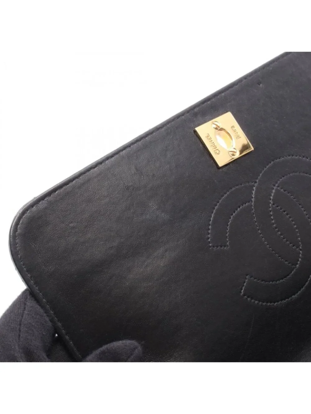 Chanel Shoulder Bag Full Flap Quilted Black Lambskin Chain